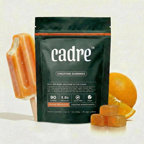 Cadre orange creamsicle creatine gummies made with creatine monohydrate sugar free vegan formula